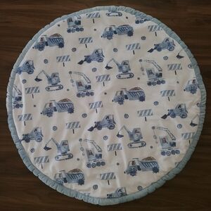 Brushed Microfiber Super Soft Round Baby Tummy Time Construction Vehicle Travel